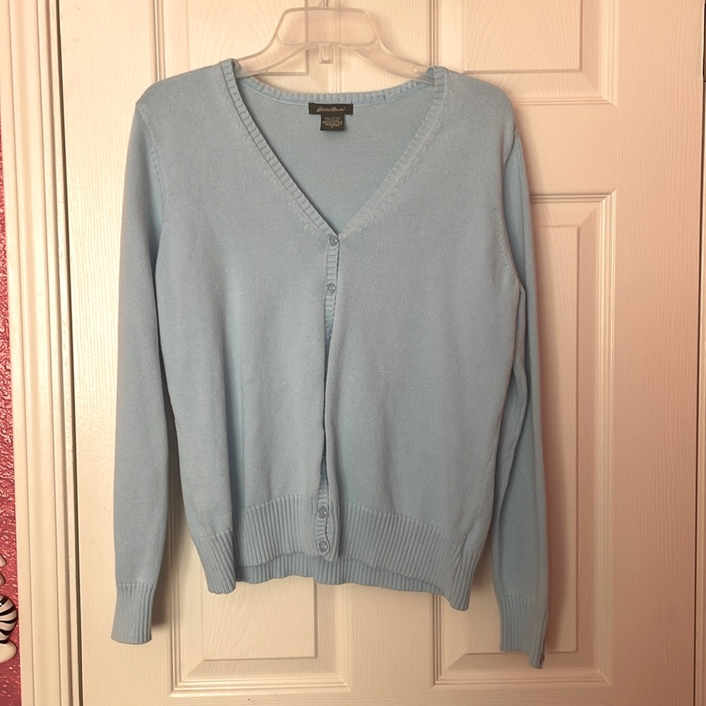 Light Blue Knit Cardigan Sweater